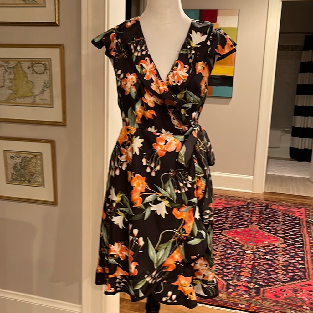 Wrap style floral print dress